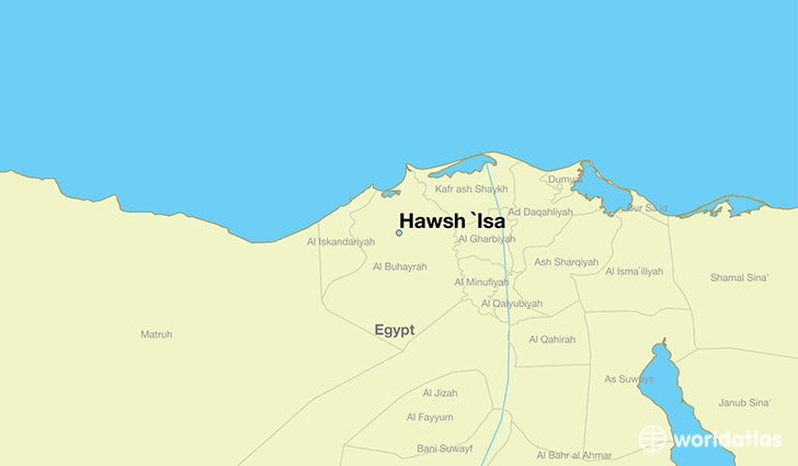 map showing the location of Hawsh `Isa